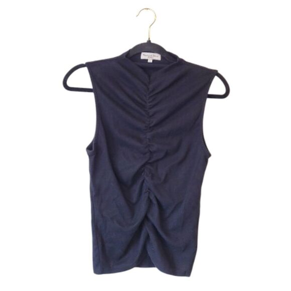 Michael Stars Women's Black Ruched Front Sleeveless Blouse Size M - Picture 1 of 6